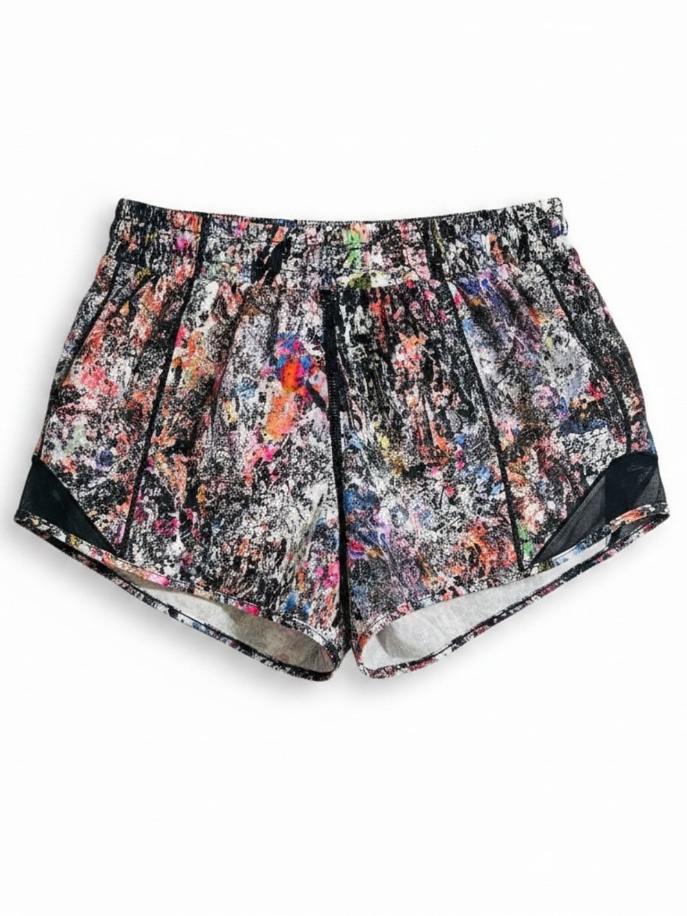 Lululemon athletica Girls Black Multi-Color Abstract Athletic Shorts